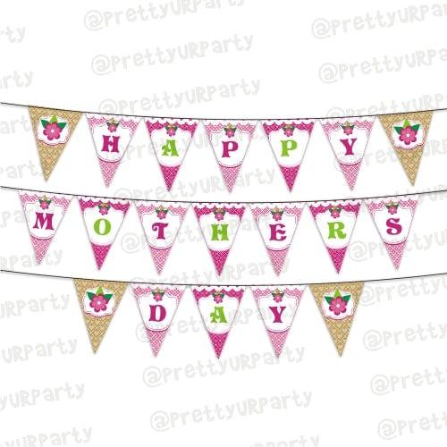 Pink and Brown Mothers Day Bunting ALL PARTY SUPPLIES Pretty UR Party