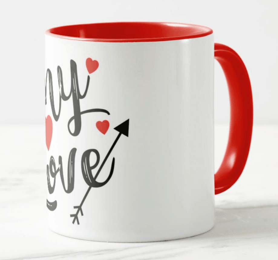 My Love Valentines Mug - Rim and Inside Red ALL PARTY SUPPLIES Pretty UR Party
