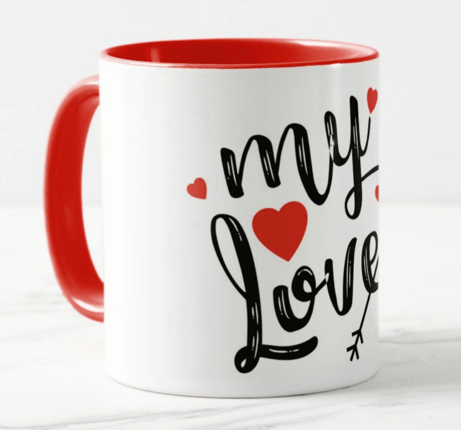 My Love Valentines Mug - Rim and Inside Red ALL PARTY SUPPLIES Pretty UR Party