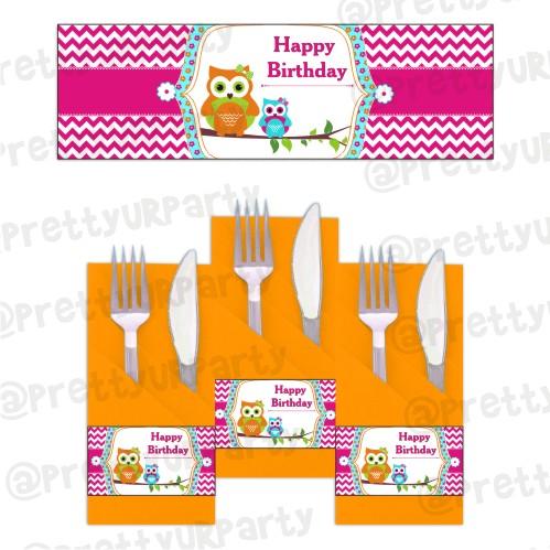 Girly Owl Napkin Rings THEME PARTIES Pretty UR Party Default Title