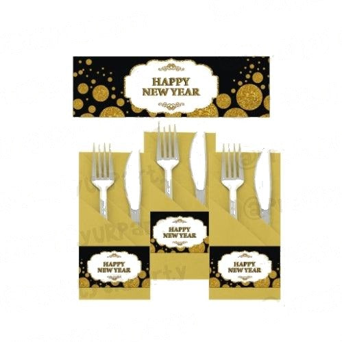 Gold and Black New Year Napkin Rings
