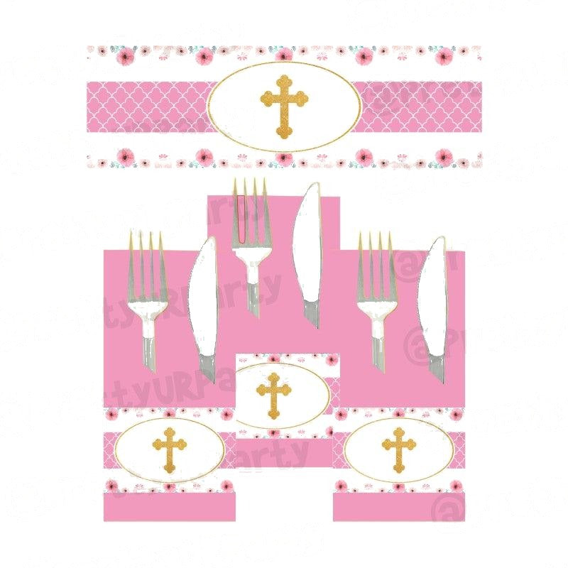 Baptism Pink Theme Napkin Rings