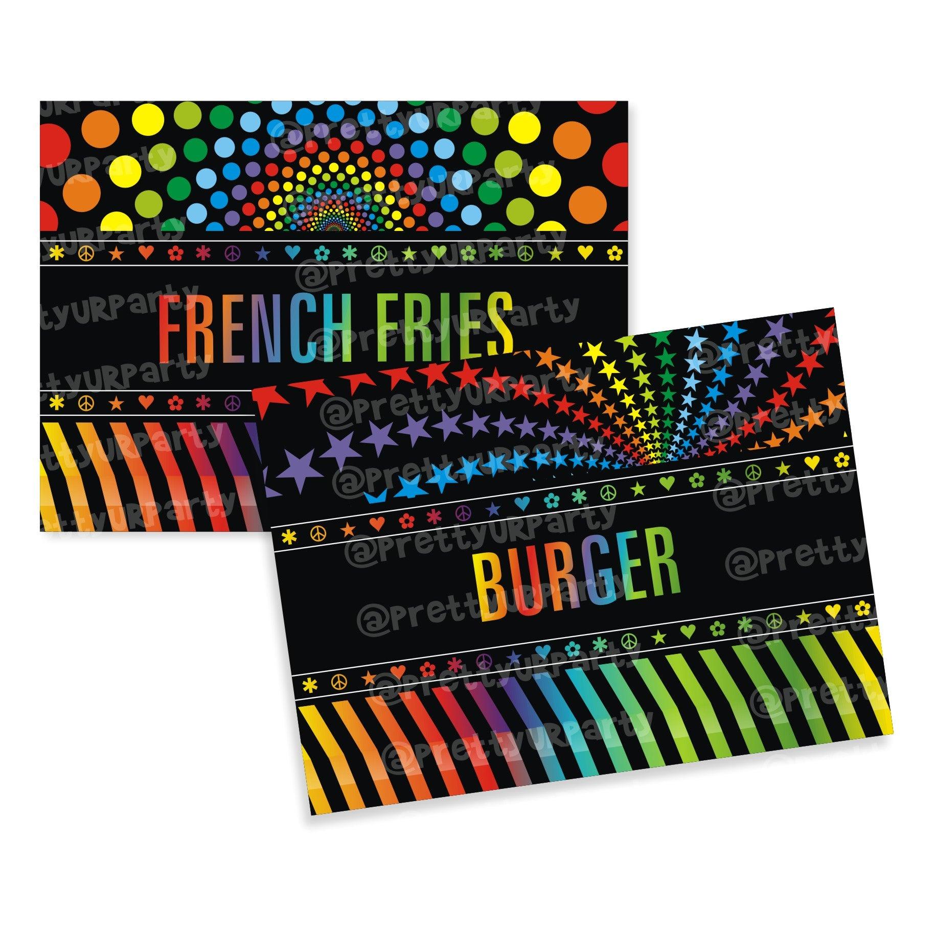 Neon Theme Food Labels / Buffet Table Cards THEME PARTIES Pretty UR Party Default Title