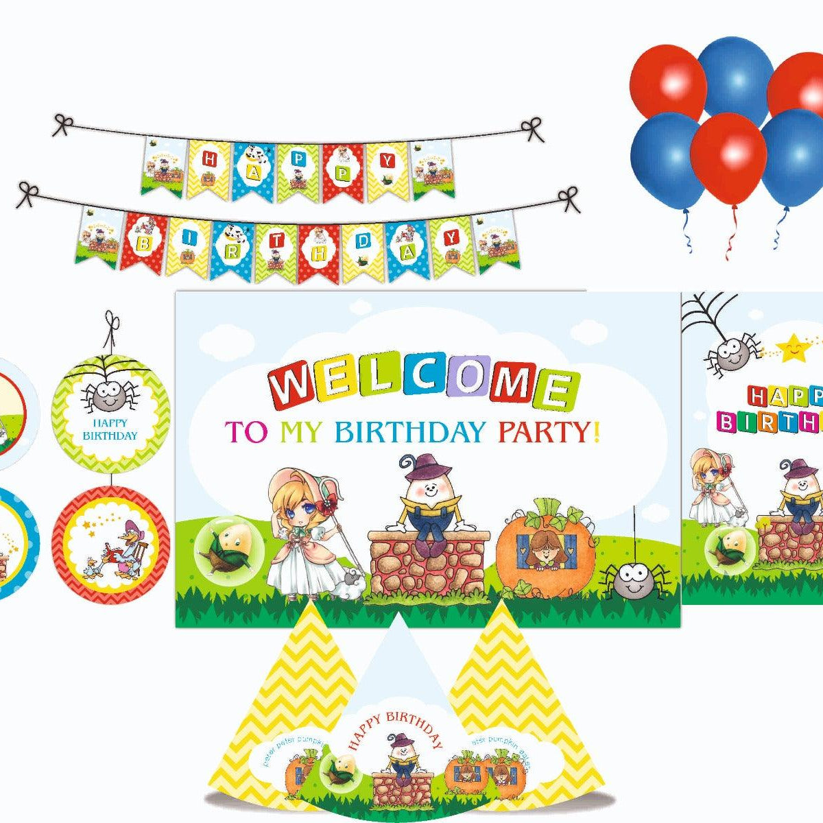 Nursery Rhymes Party Decorations Package - 70 pieces Combo BIRTHDAYS Pretty UR Party Default Title