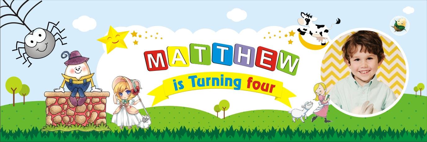 Personalized Nursery Rhyme Birthday Banner 30in ALL PARTY SUPPLIES Pretty UR Party