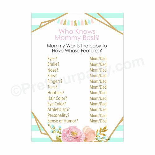 Oh Baby  Who knows Mommy Best Game BABY SHOWER Pretty UR Party