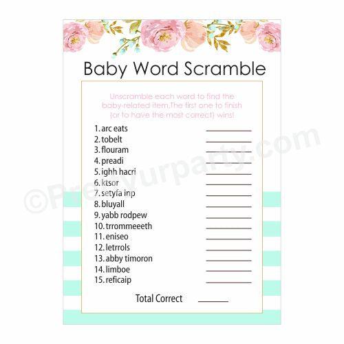 Oh Baby Scramble Game BABY SHOWER Pretty UR Party