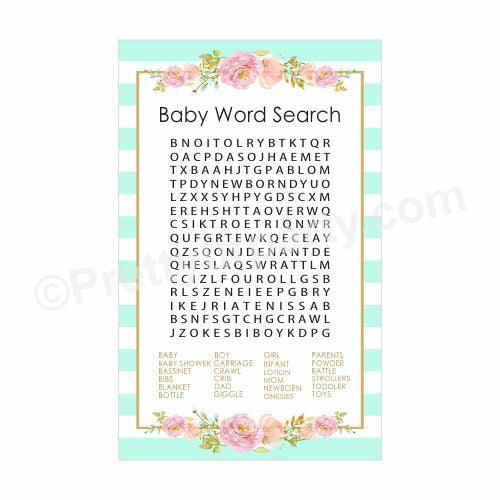 Oh Baby Word Search Game BABY SHOWER Pretty UR Party