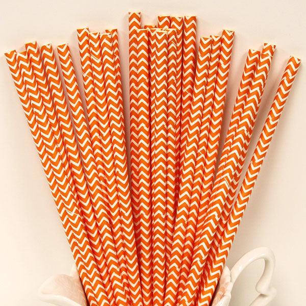 Orange small Chevron Paper Straw TABLEWARE Pretty UR Party