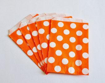 Orange Polka Dot Favor Bag ACCESSORIES Pretty UR Party