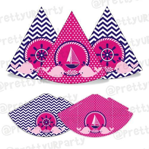 Girly Nautical Hats - Pack of 10 THEME PARTIES Pretty UR Party Default Title