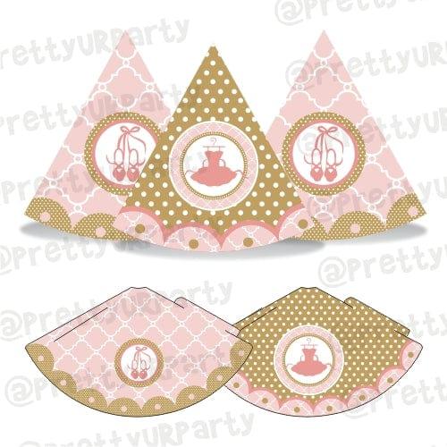 Pink and Gold Ballet Hats - Pack of 10 THEME PARTIES Pretty UR Party Default Title