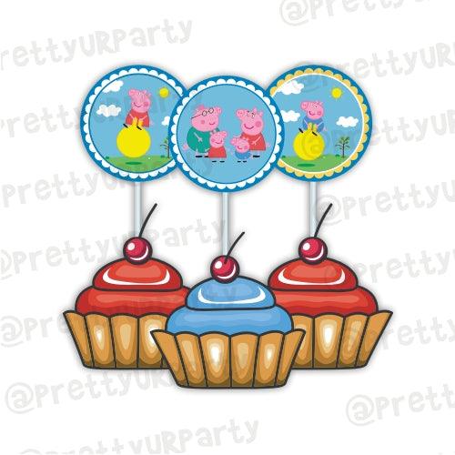 Peppa pig Inspired Cupcake / Food Toppers THEME PARTIES Pretty UR Party Default Title