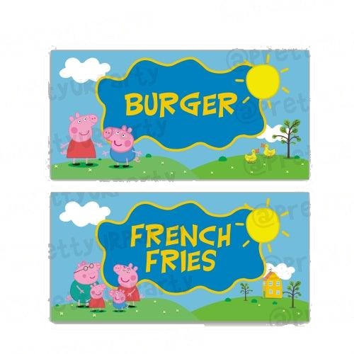 Peppa pig Inspired Food Labels / Buffet Table Cards