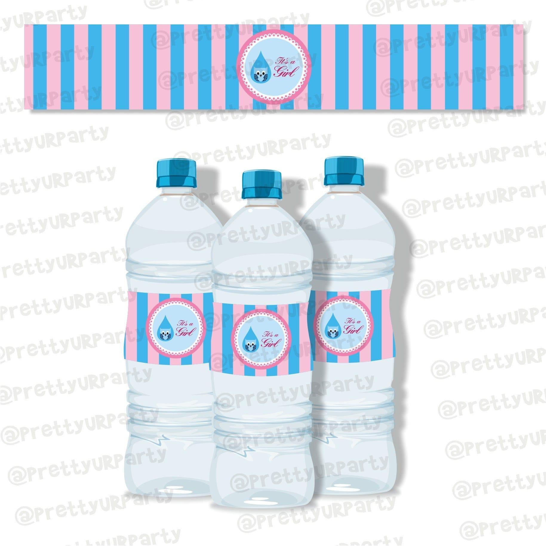 Pink and Blue Water Bottle Labels BABY SHOWER Pretty UR Party Default Title