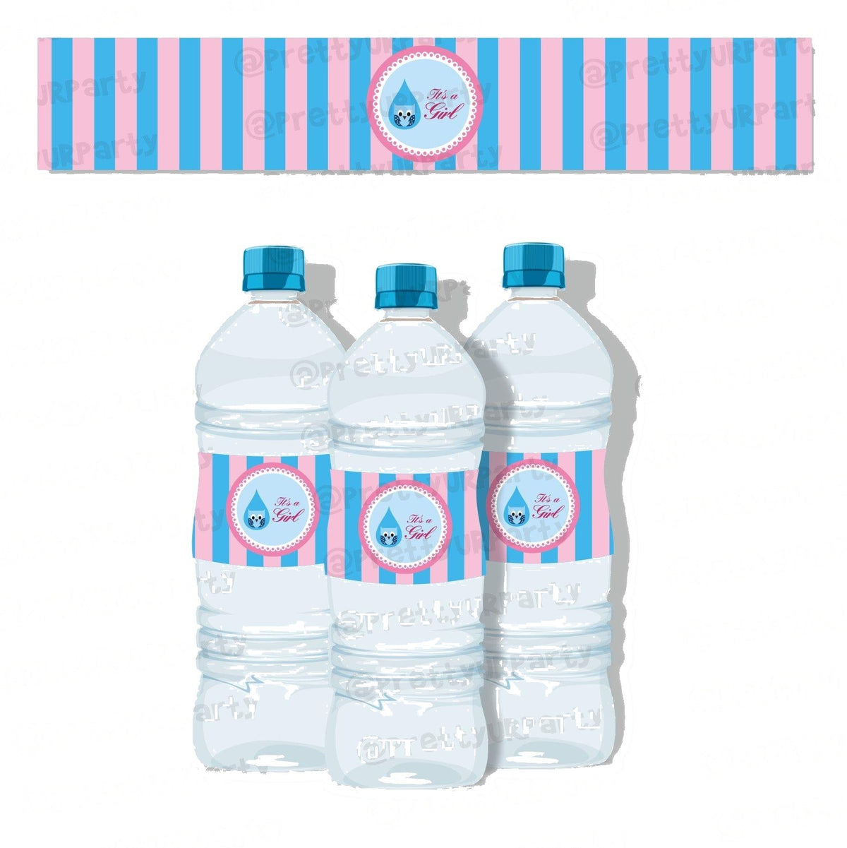 Pink and Blue Water Bottle Labels