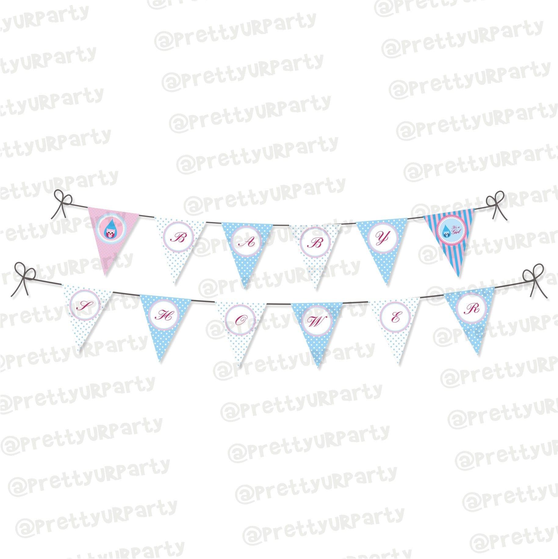 Pink and Blue baby shower Bunting DECORATIONS Pretty UR Party Default Title
