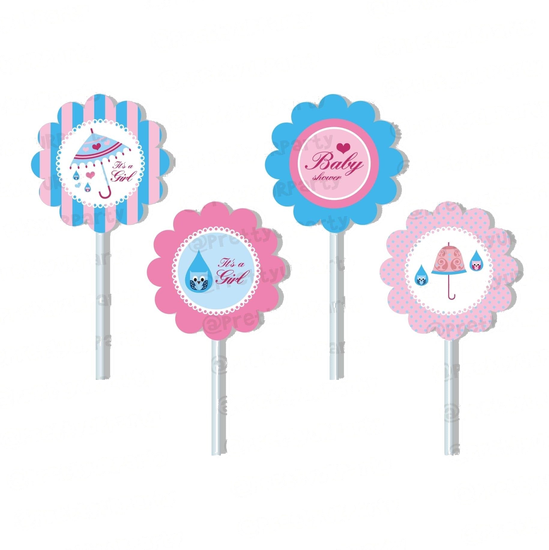 Pink and Blue Cupcake / Food Toppers
