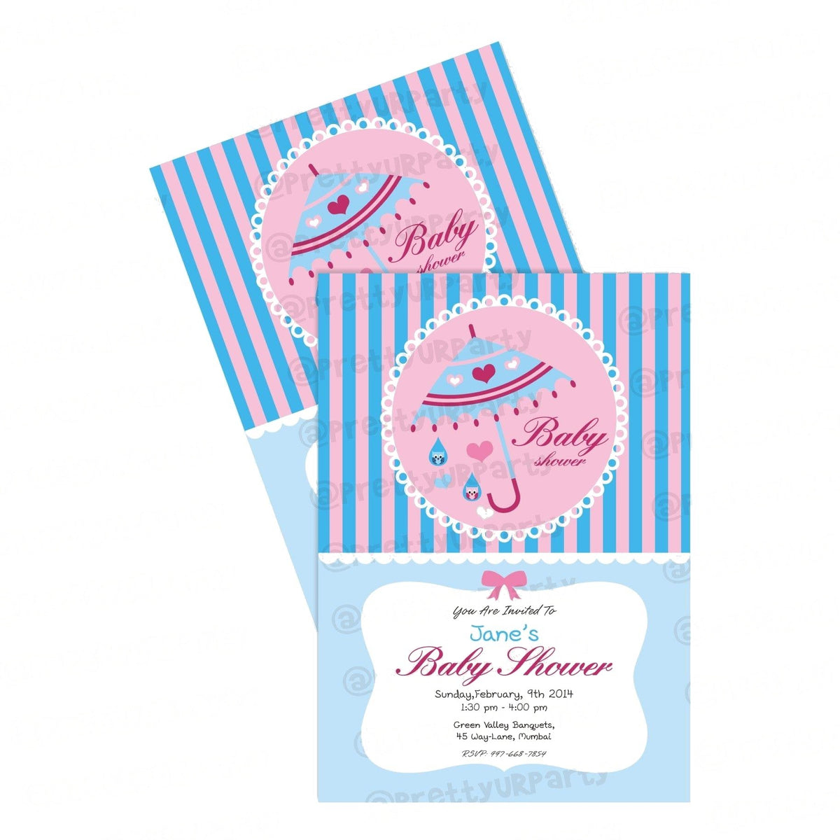 Pink and Blue Invitations