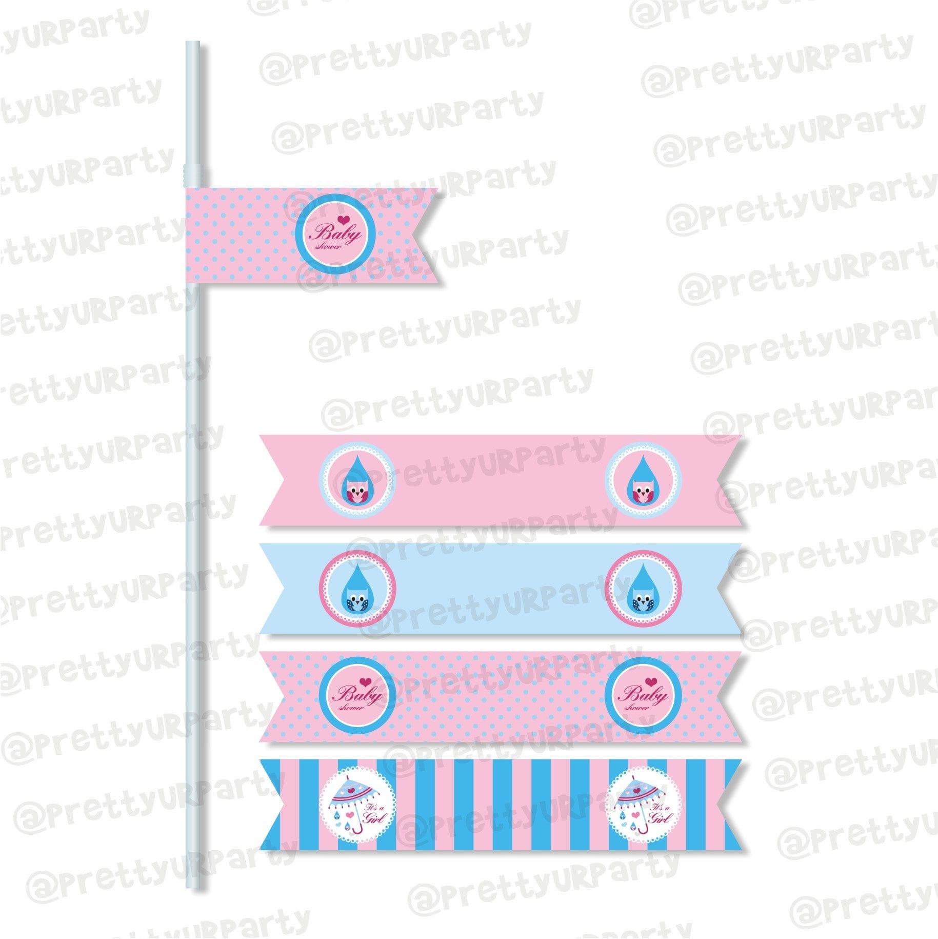Pink and Blue Drink Straws BABY SHOWER Pretty UR Party