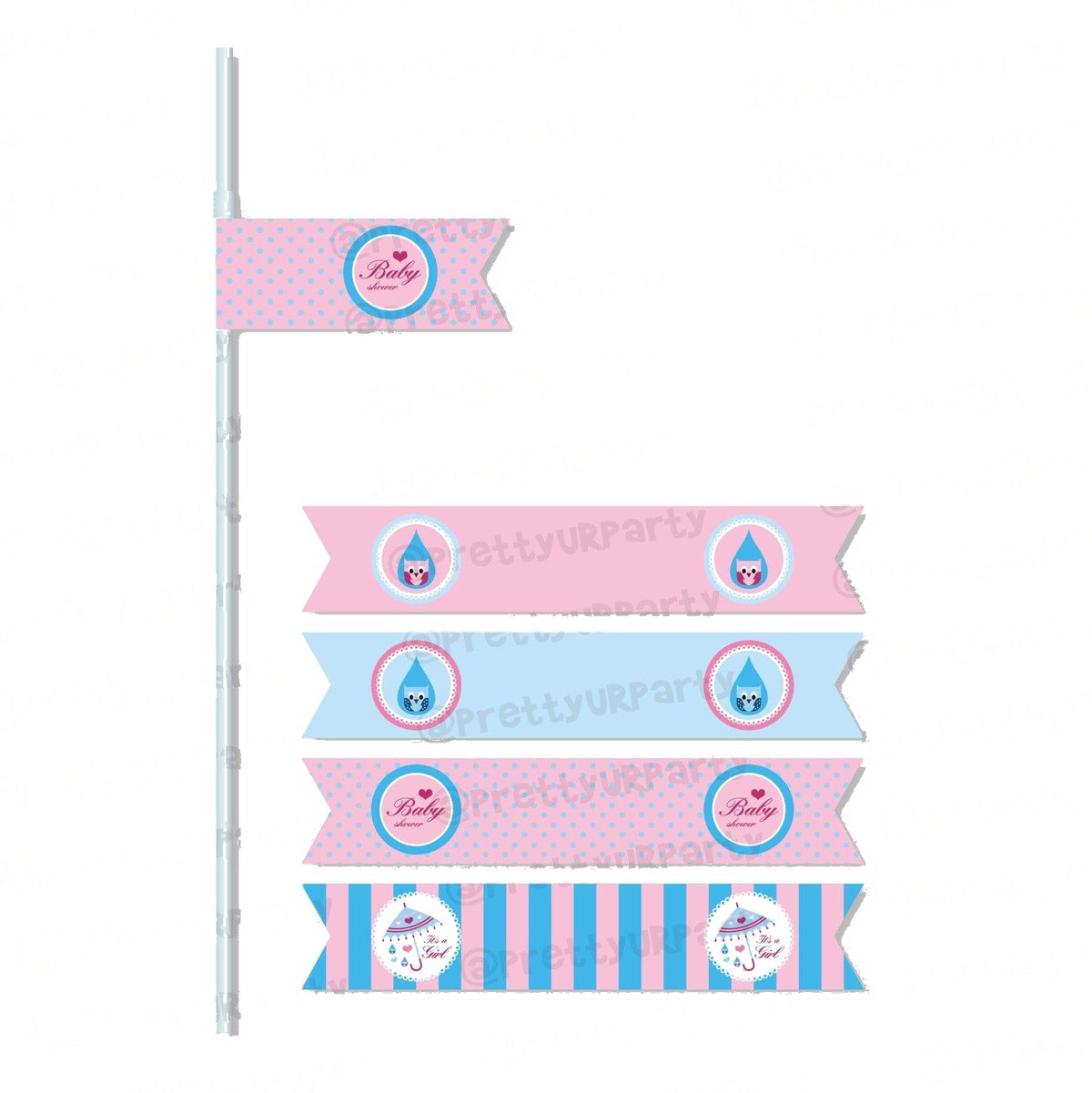 Pink and Blue Drink Straws