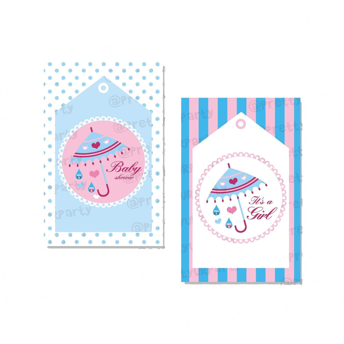 Pink and Blue Thank you Tags