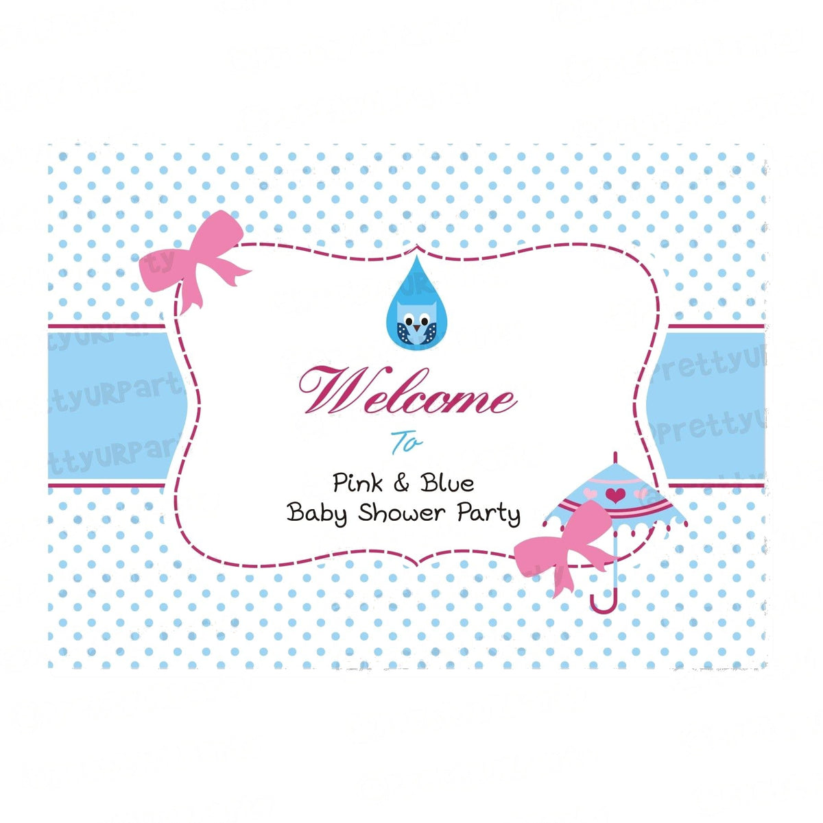 Pink and Blue Entrance Banner / Door Sign