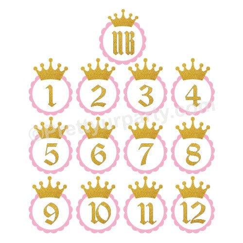 Pink and Gold Crown Monthly Photo Banner THEME PARTIES Pretty UR Party