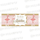 Personalized Pink and Gold Ballet Birthday Banner 30in ALL PARTY SUPPLIES Pretty UR Party Default Title