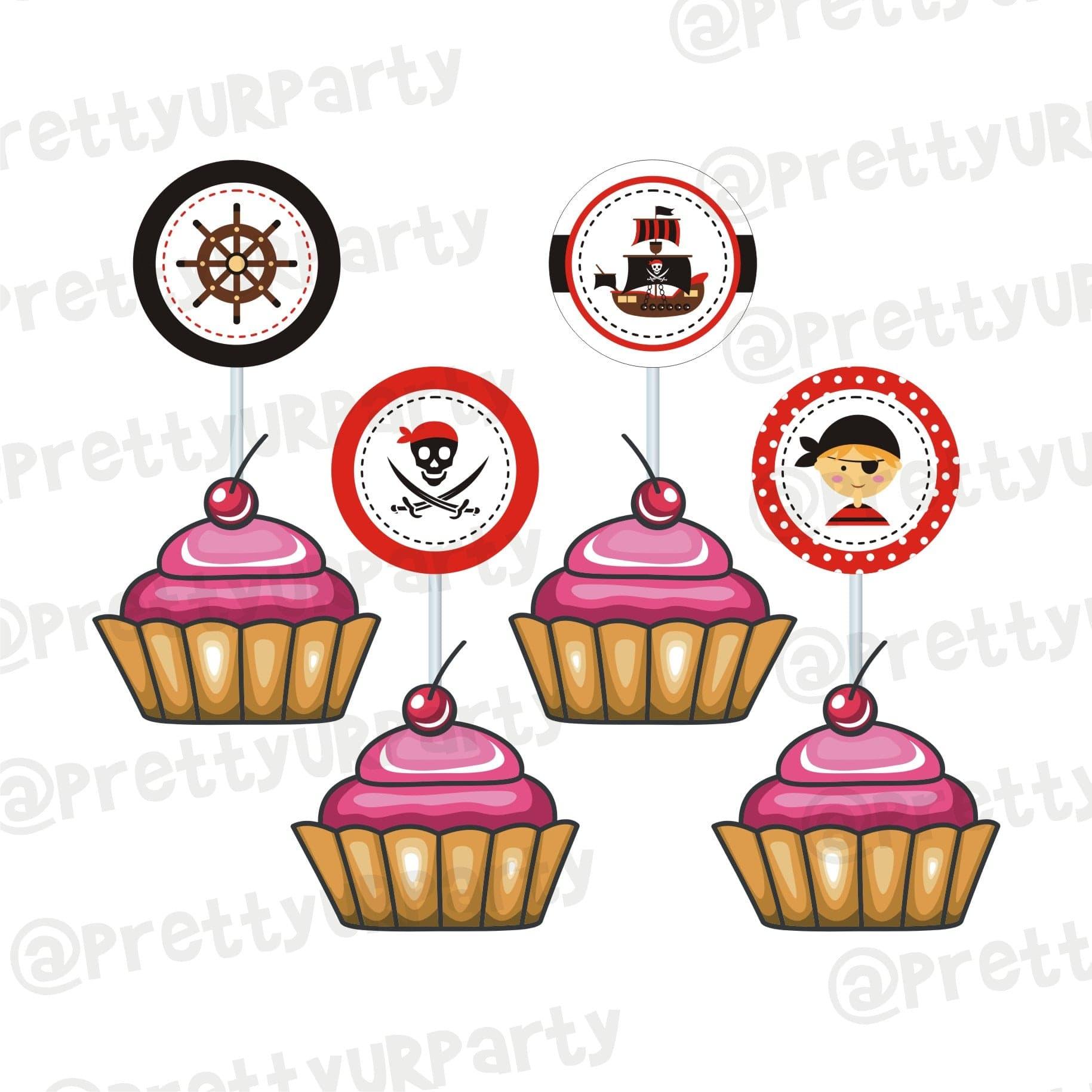 Pirate Cupcake / Food Toppers THEME PARTIES Pretty UR Party