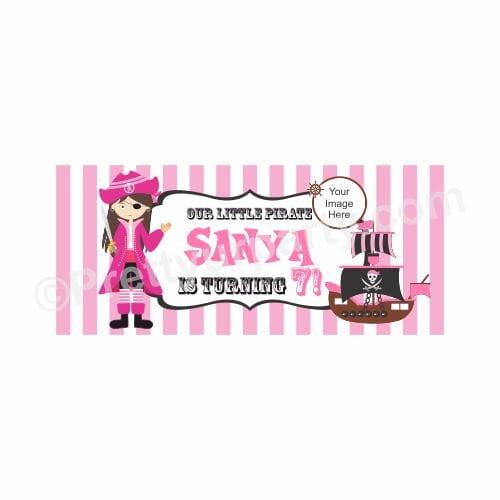 Personalized Girly Pirate Theme Banner 30in ALL PARTY SUPPLIES Pretty UR Party