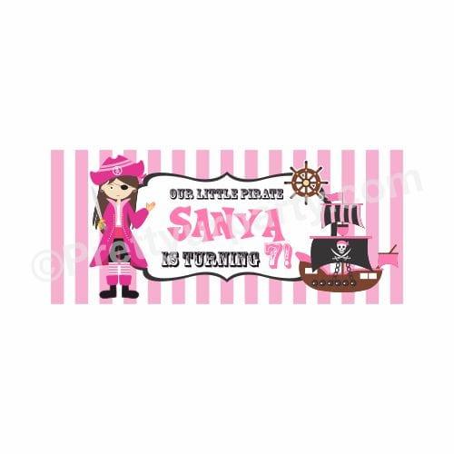 Personalized Girly Pirate Theme Banner 30in ALL PARTY SUPPLIES Pretty UR Party Default Title