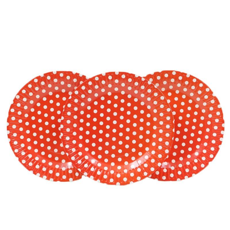 Red Polka Dots Paper Plates - pack of 10 THEME PARTIES Pretty UR Party