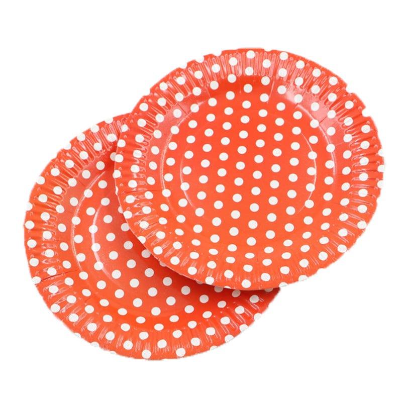 Red Polka Dots Paper Plates - pack of 10 THEME PARTIES Pretty UR Party