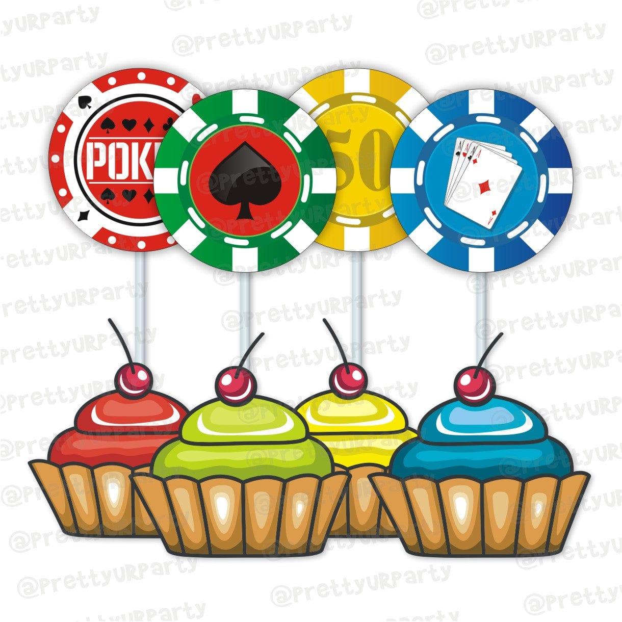Poker Theme Cupcake / Food Toppers ALL PARTY SUPPLIES Pretty UR Party