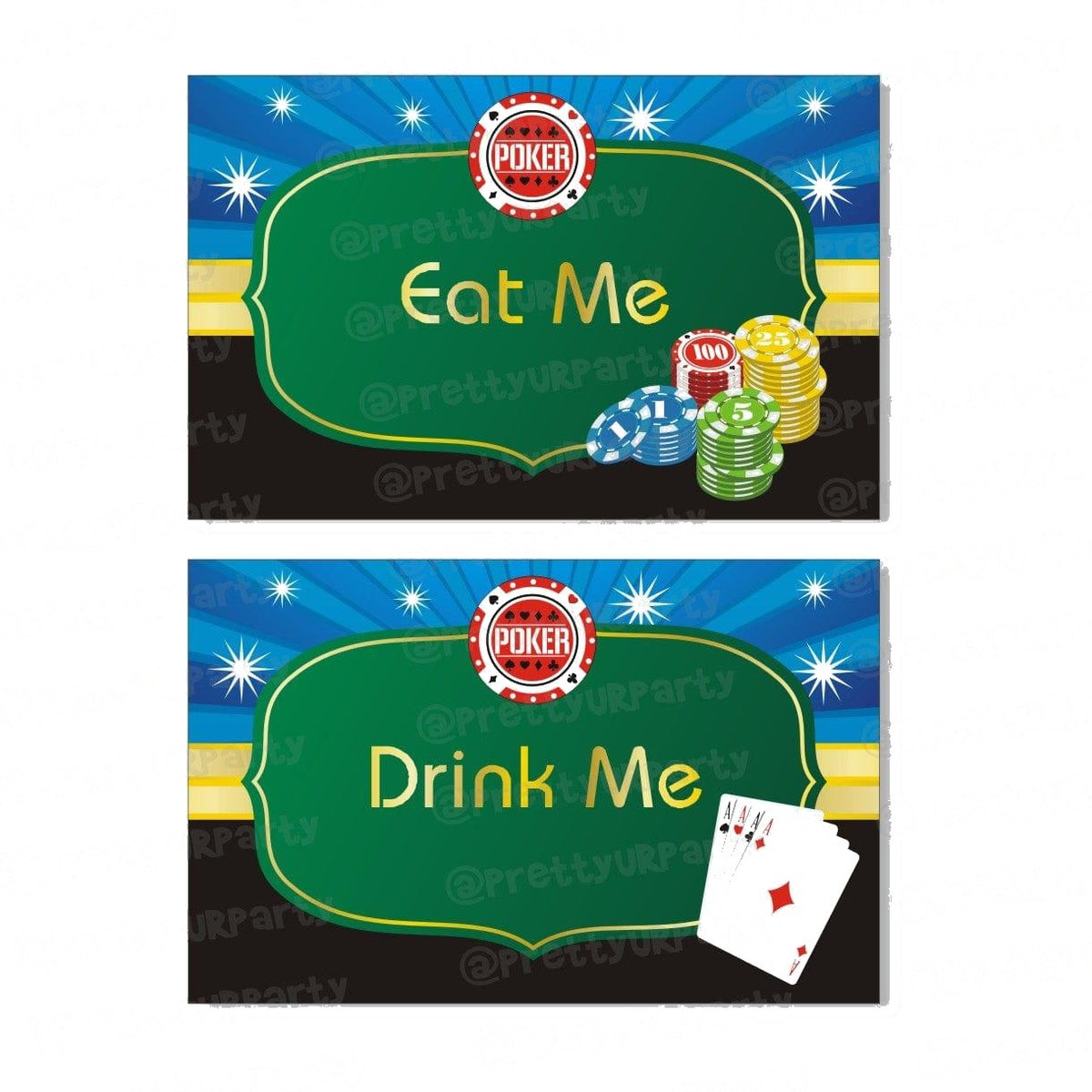 Poker Theme Food Labels / Buffet Table Cards