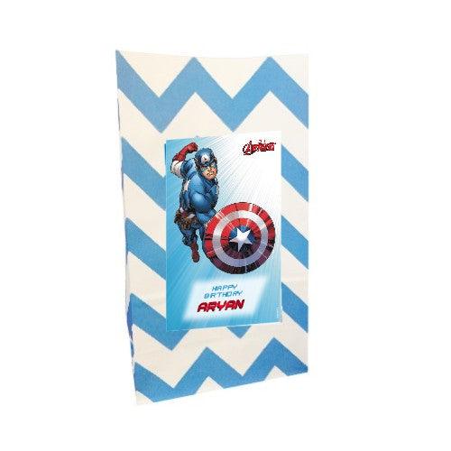 Captain America Popcorn Bag - Pack of 10 ACCESSORIES Pretty UR Party With Name