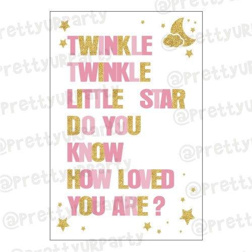 Twinkle Twinkle Little Star Pink Poster 01 THEME PARTIES Pretty UR Party