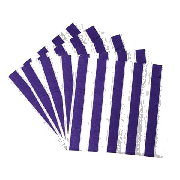 Purple Striped Paper Napkins - pack of 10