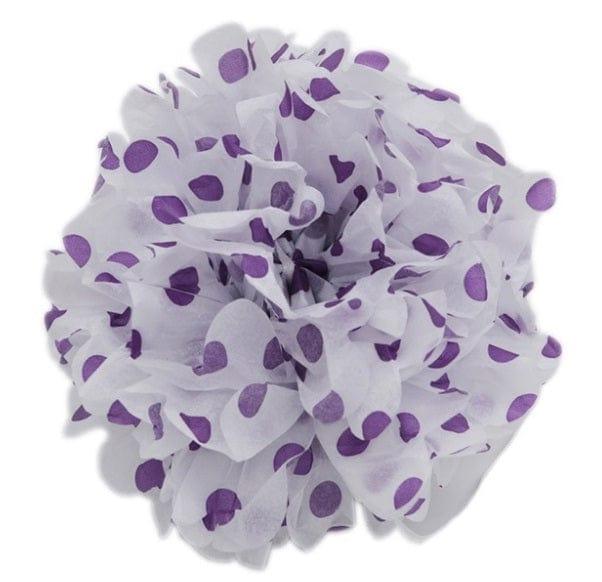 Purple Polka Dot Tissue Paper Pom Poms 14" DECORATIONS Pretty UR Party