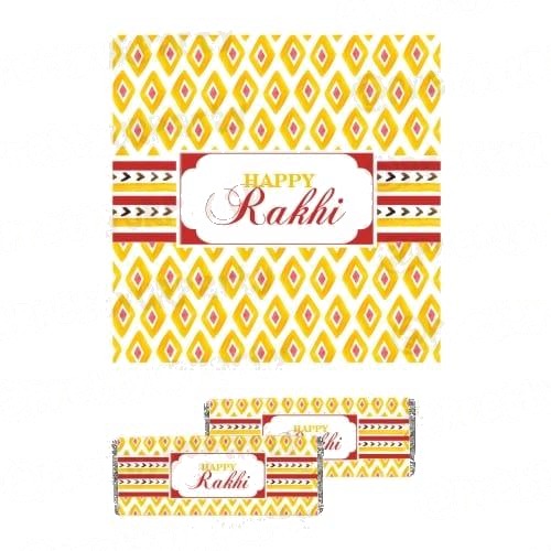 Red and Yellow Pattern Rakhi Theme Chocolate Wrappers