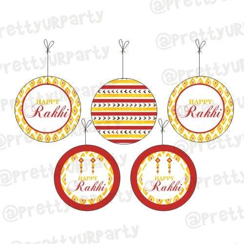 Red and Yellow Pattern Rakhi Theme Danglers ALL PARTY SUPPLIES Pretty UR Party