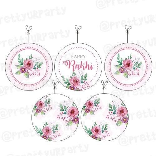 Pink and Green Floral Rakhi Theme Danglers ALL PARTY SUPPLIES Pretty UR Party