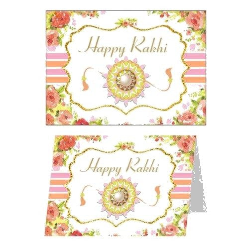 Pink and Orange Floral Rakhi Greeting Cards 01