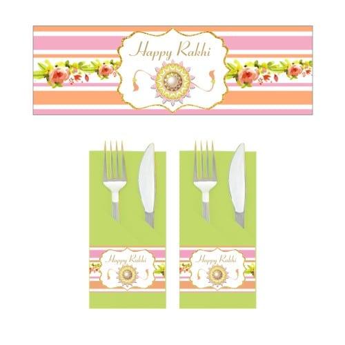Pink and Orange Floral Rakhi Napkin Rings ALL PARTY SUPPLIES Pretty UR Party Default Title