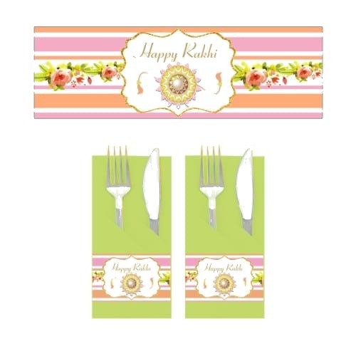 Pink and Orange Floral Rakhi Napkin Rings