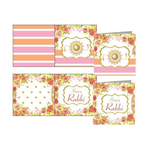 Pink and Orange Floral Rakhi Gift Tags