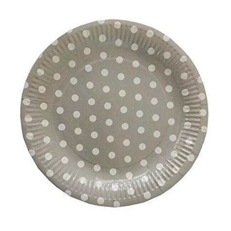 Silver Polka Dots Paper Plates - Pack of 10 ALL PARTY SUPPLIES Pretty UR Party