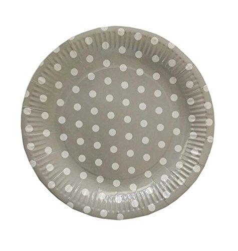 Silver Polka Dots Paper Plates - Pack of 10 ALL PARTY SUPPLIES Pretty UR Party