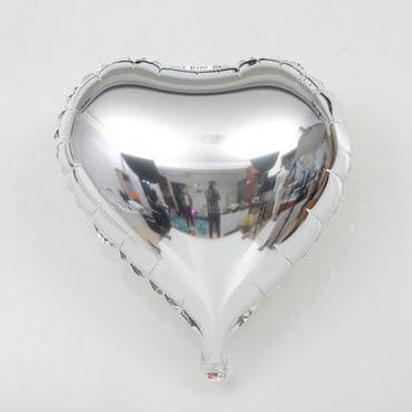 Silver Heart shaped 18" Foil Balloon ALL PARTY SUPPLIES Pretty UR Party